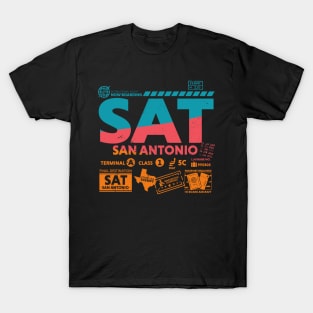 Vintage San Antonio SAT Airport Code Travel Day Retro Travel Tag T-Shirt